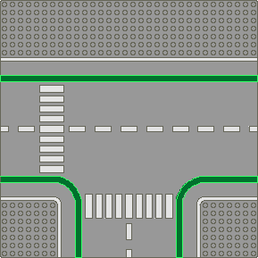 Straßenplatte: T-Kreuzung mit Radweg