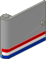 Tür mit rot/weiß/blauem Streifen links